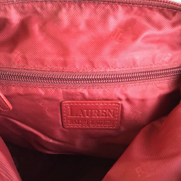 Vintage Red Leather Ralph Lauren Hobo Handbag Purse Shoulder Clutch - Picture 6 of 11